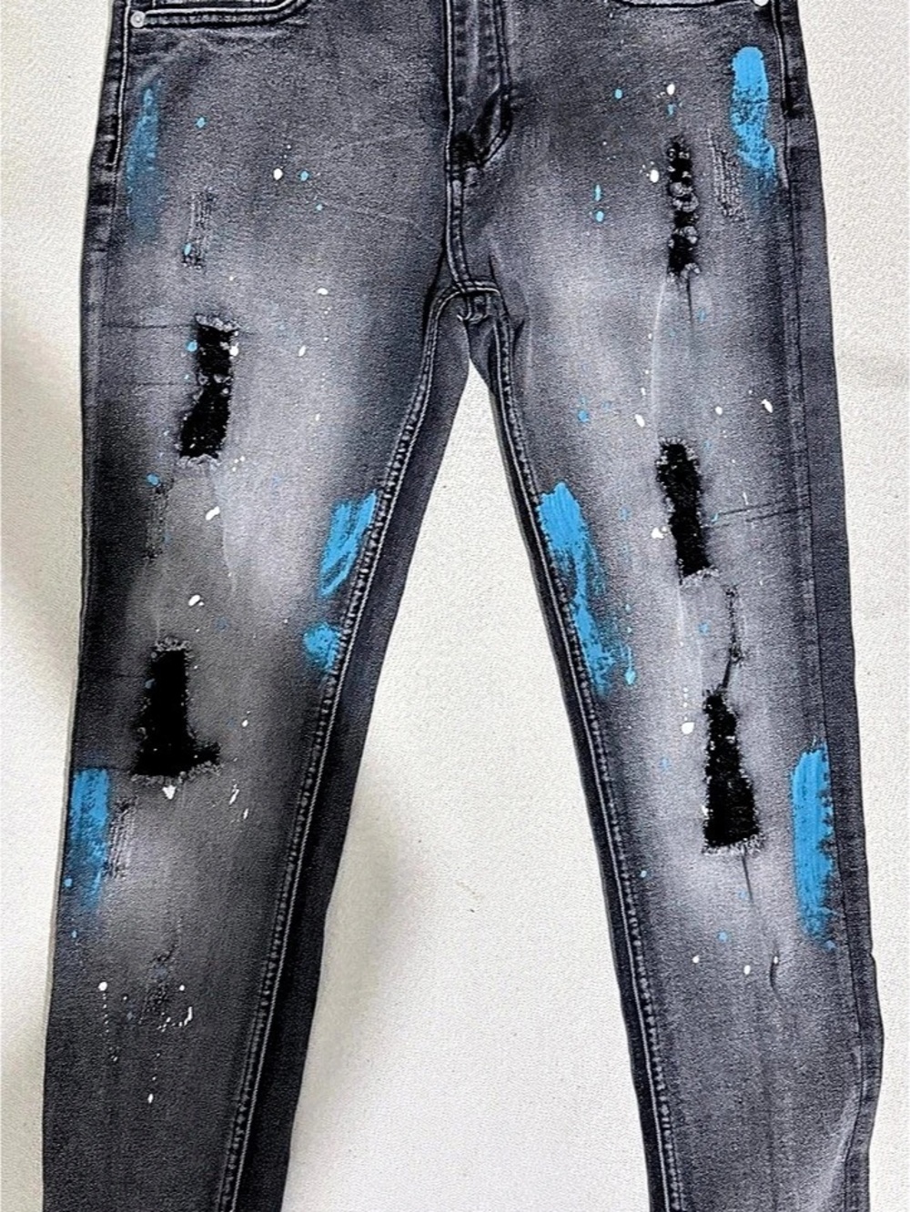 MANFINITY Men's Distressed Skinny Jeans Waist 28
